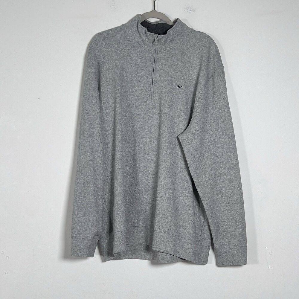 Vineyard‎ Vines Saltwater 1/4 Zip Pullover Sweatshirt Mens Sz 2XL Gray Stretch